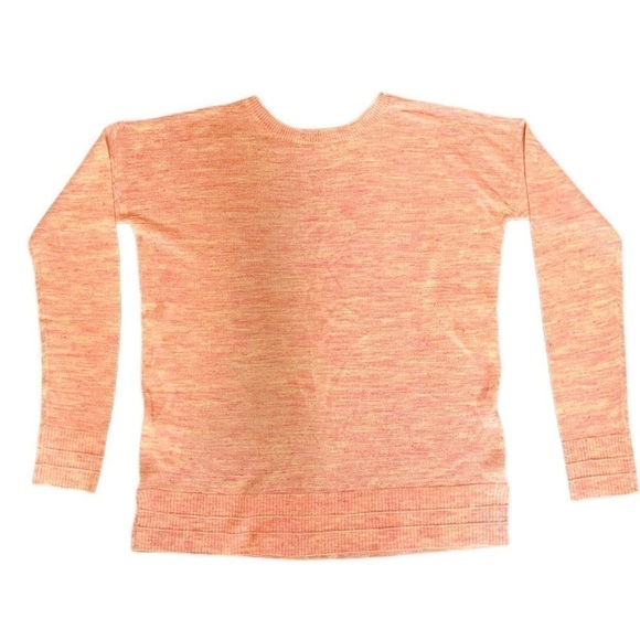 NWOT Well Being Crew Sweater Linen Heathered Speckle Coral Peach-Size XS - Picture 6 of 11